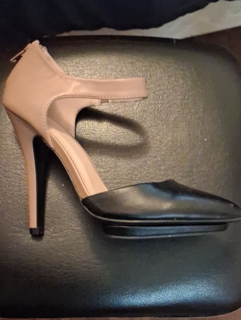 Charlotte Russe Black and Nude Two-Tone Ankle Strap Stiletto